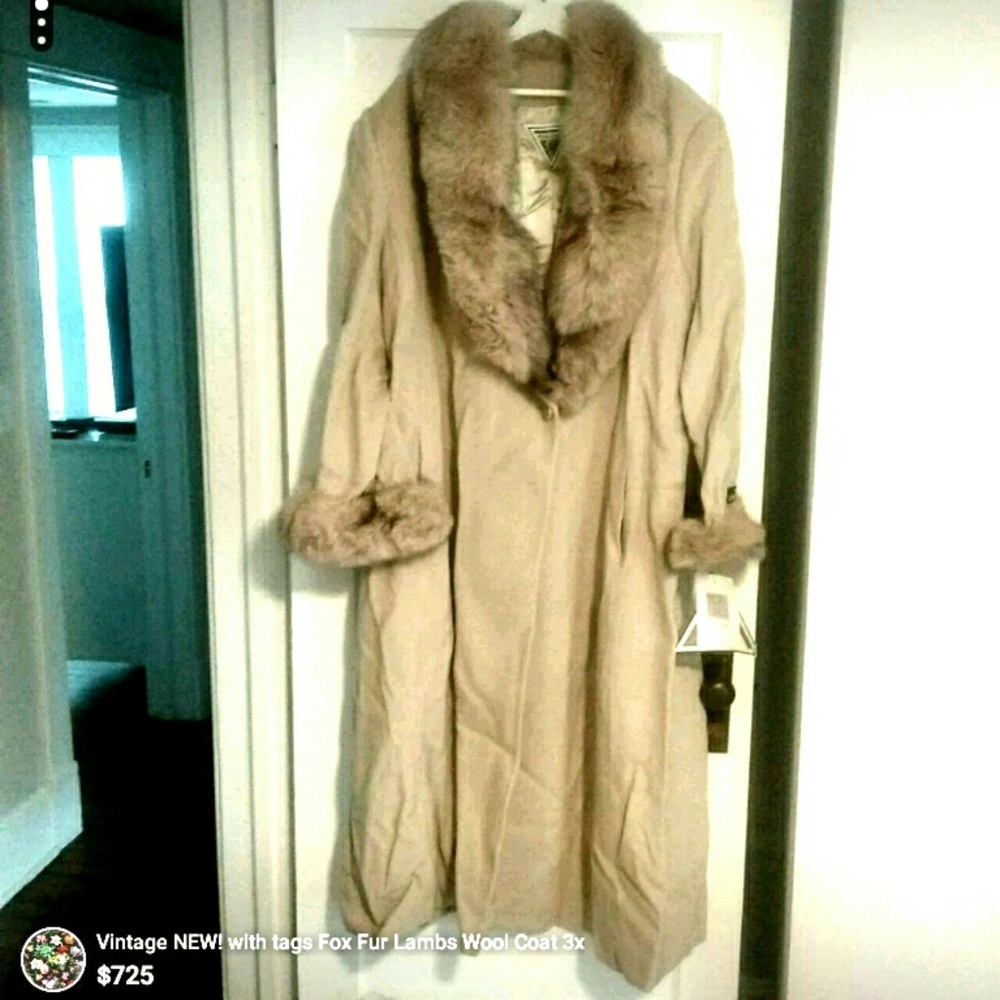 Marvin Richards Fox Fur Wool & Silk Coat 3x (Tall)